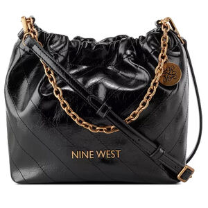 Nine West Bucket Quilted Crossbody Black Bag with removable and adjustable strap